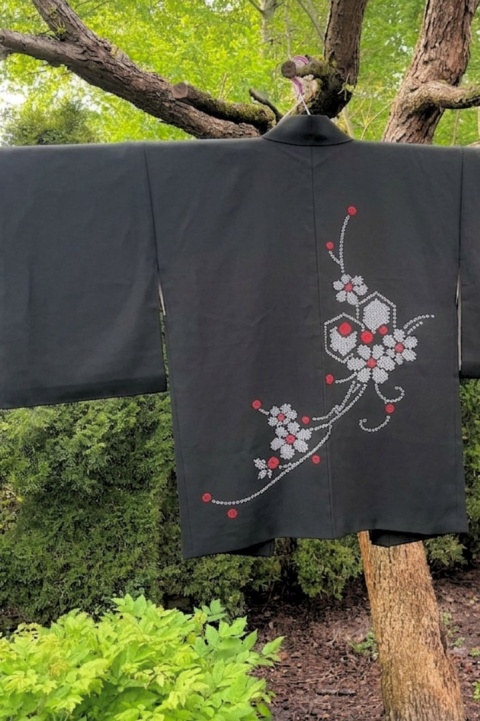 Czarne jedwabne haori