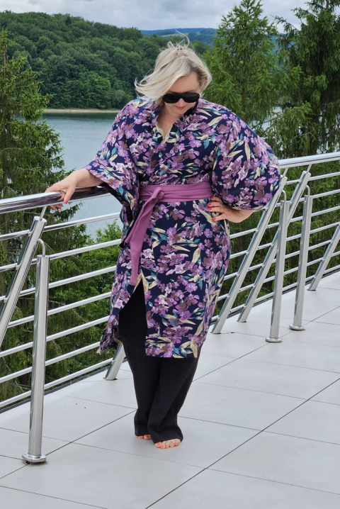 Granatowo-lawendowe kimono Risa
