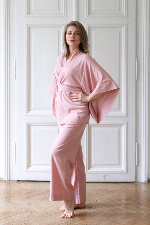 Kimono i długie spodnie Pastel Pink