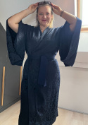 Granatowe żakardowe kimono Natsuki YAEKIMO