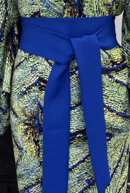 Szeroki pas do kimona w kolorze kobaltowym