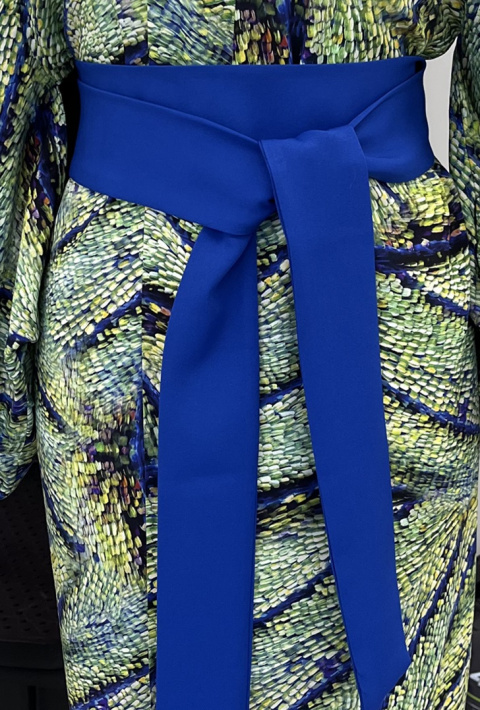 Szeroki pas do kimona w kolorze kobaltowym